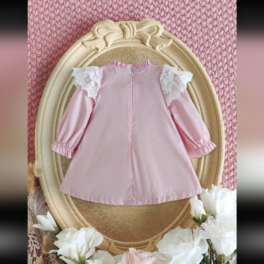 SHEIN Pink Ruffle Lace Kids Dress - Picture 7 of 9